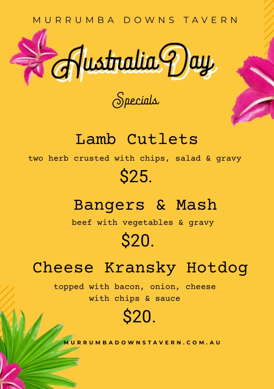 Australia Day 2024 menu 